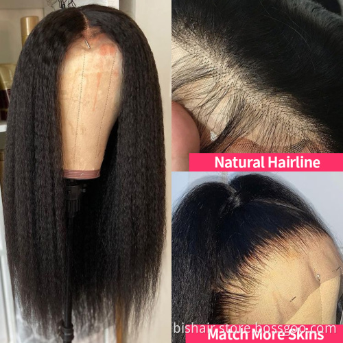 Wholesale 30'' Kinky Straight Wig 150% 13x4 Transparent Lace Frontal Wigs Pre Plucked Brazilian Human Hair Wigs For Black Women